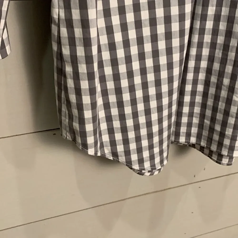 Lfayette 148 grey and white tee button down plaid checkered Womans dress shirt S - Picture 9 of 9